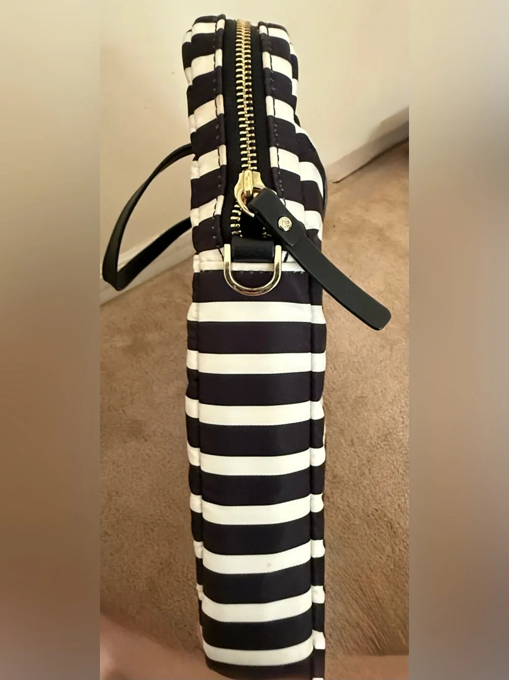 kate spade Black & White Striped Laptop Bag